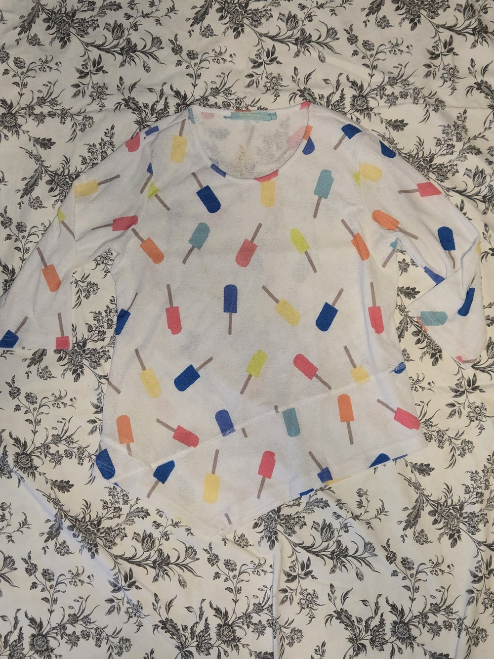 Lady's Anthony's Resort Wear White Top with Whimsical Popsicle Print